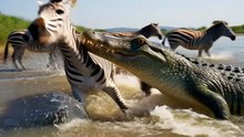 Crocodile vs Zebra – River Crossing Terror,The River Wasn’t Safe