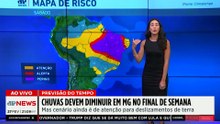 Previsão do Tempo: Chuvas diminuem em MG no fim de semana, mas alerta de solo saturado permanece