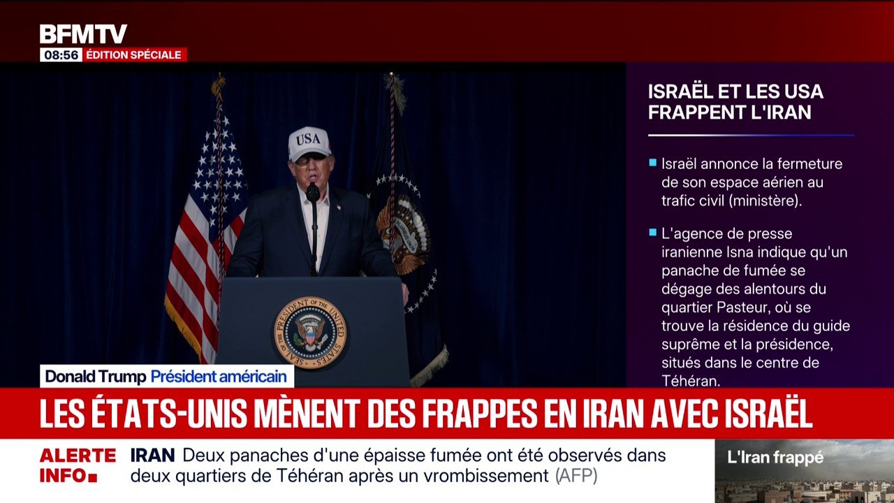 "Notre objectif est de défendre le peuple américain en éliminant les menaces imminentes du régime iranien", affirme Donald Trump après des frappes américaines en Iran