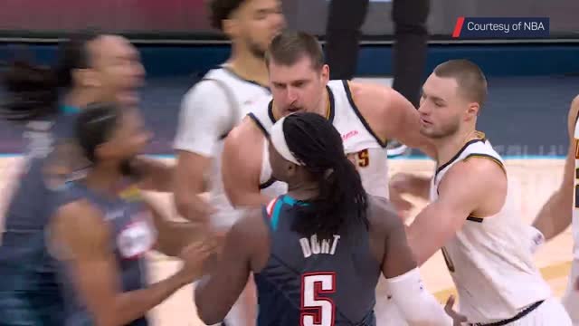 Jokic loses it as Dort foul sparks scuffle