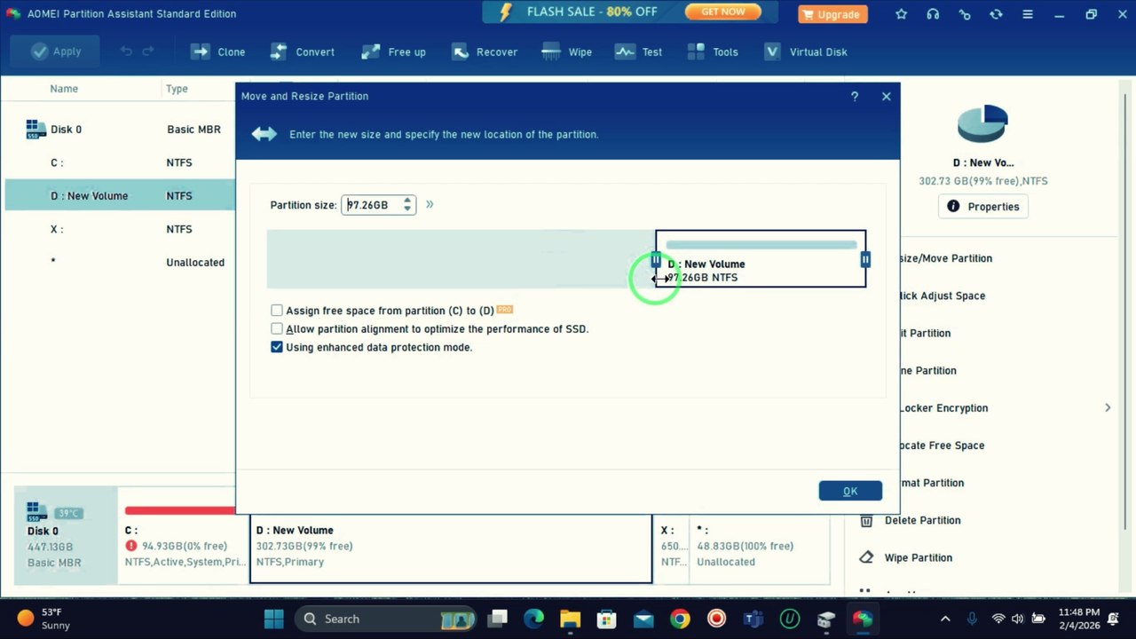 توسيع قرص النظام c  حل مشكلة إمتلاء c