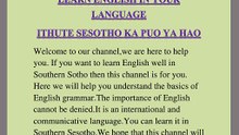 Ithute Senyesemane hantle ka Southern Sotho(lenane la dikahare)