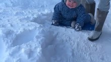 The Cutest Snow Plow: Baby’s First Shovel Ride!