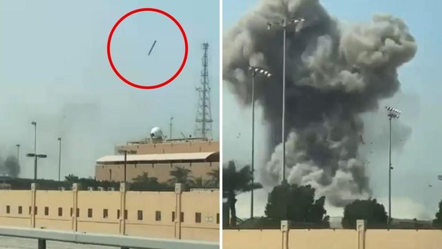 Il momento in cui un missile colpisce Manama, in Bahrain: lo scoppio visto da un veicolo