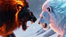 Black lion and white lion fiting