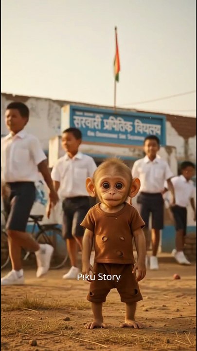 The School - Poor Piku Baby Monkey