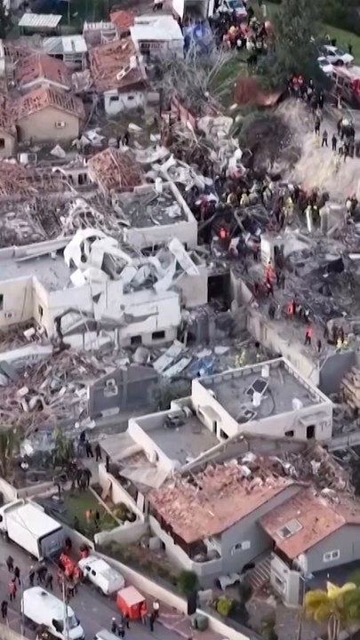 Damage at site of Iranian missile strike in Israel