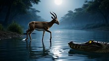 Crocodile vs Antelope – Night Crossing