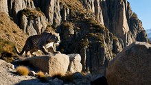 Snow Leopard vs Mountain Goat