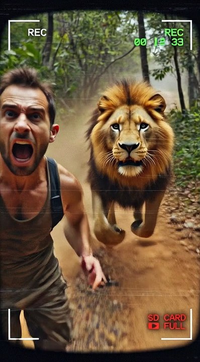 Tiger Chase Selfie A high-intensity selfie