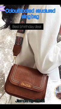 Birthday Deal Colourblocked Structured Sling Bag for Women | Stylish Crossbody Purse with Adjustable Strap