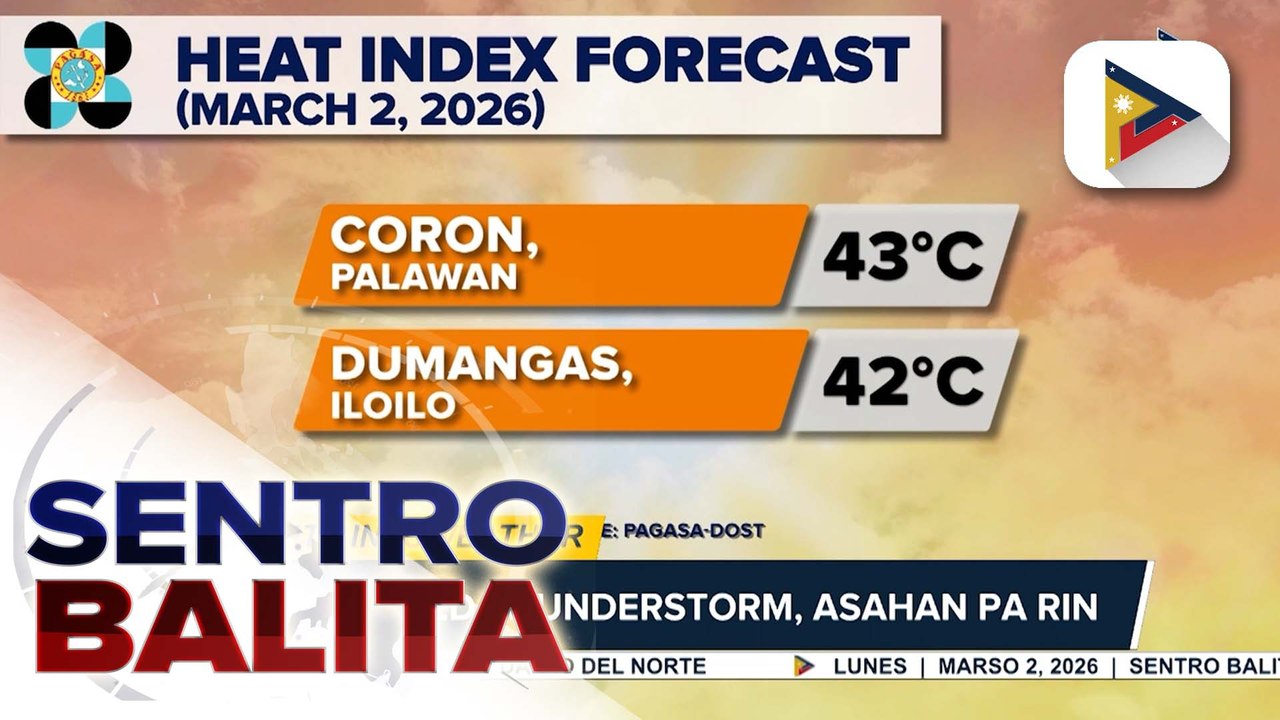 Maalinsangang panahon, asahan sa malaking bahagi ng bansa dahil sa Easterlies; 43°C na heat index, posibleng maitala ngayon araw sa Coron, Palawan ayon sa PAGASA