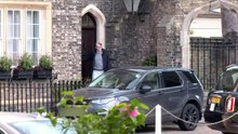 Lord Mandelson seen leaving London home