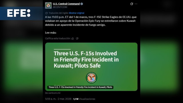 EE.UU. dice que sus tres cazas fueron derribados por fuego amigo kuwaití