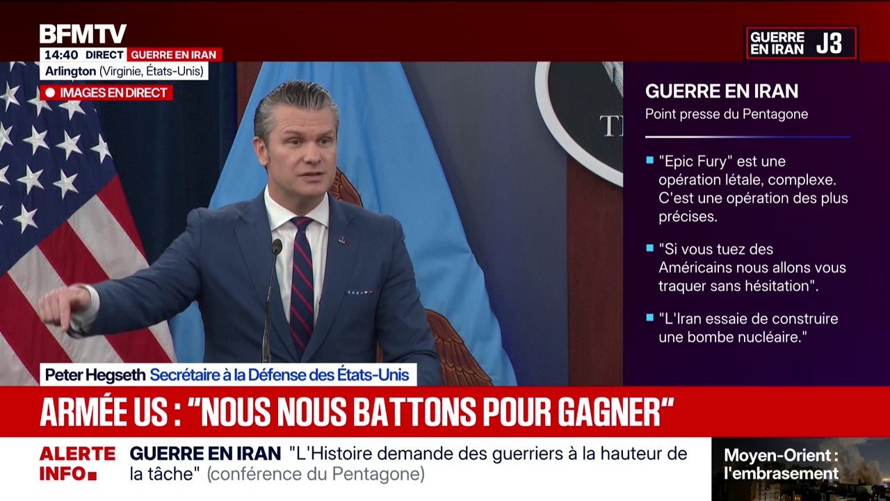 Iran: "Il ne s'agit pas d'une guerre de changement de régime, mais le régime a changé, et le monde s'en porte mieux", estime le secrétaire d'État à la Défense des États-Unis