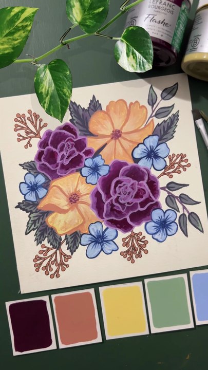 Peindre des fleurs à l'acrylique