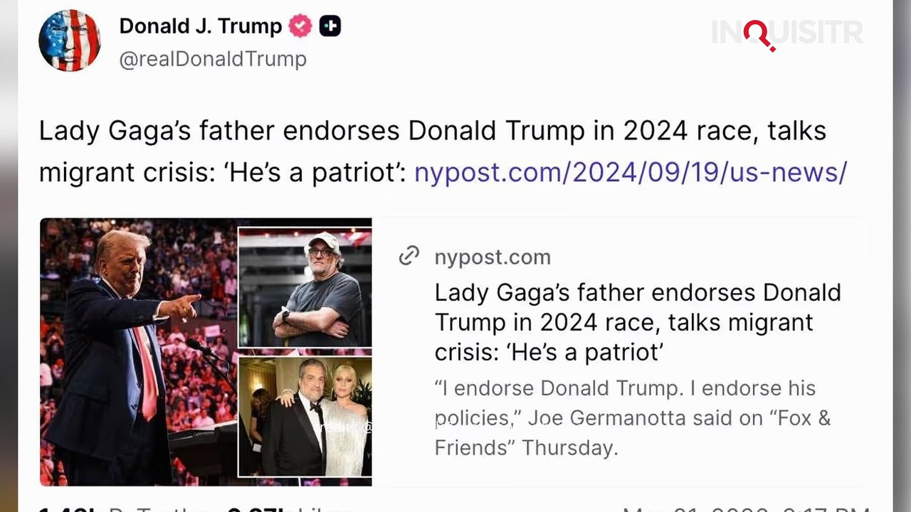 Trump’s Latest Post About Lady Gaga’s Dad Stuns the Internet