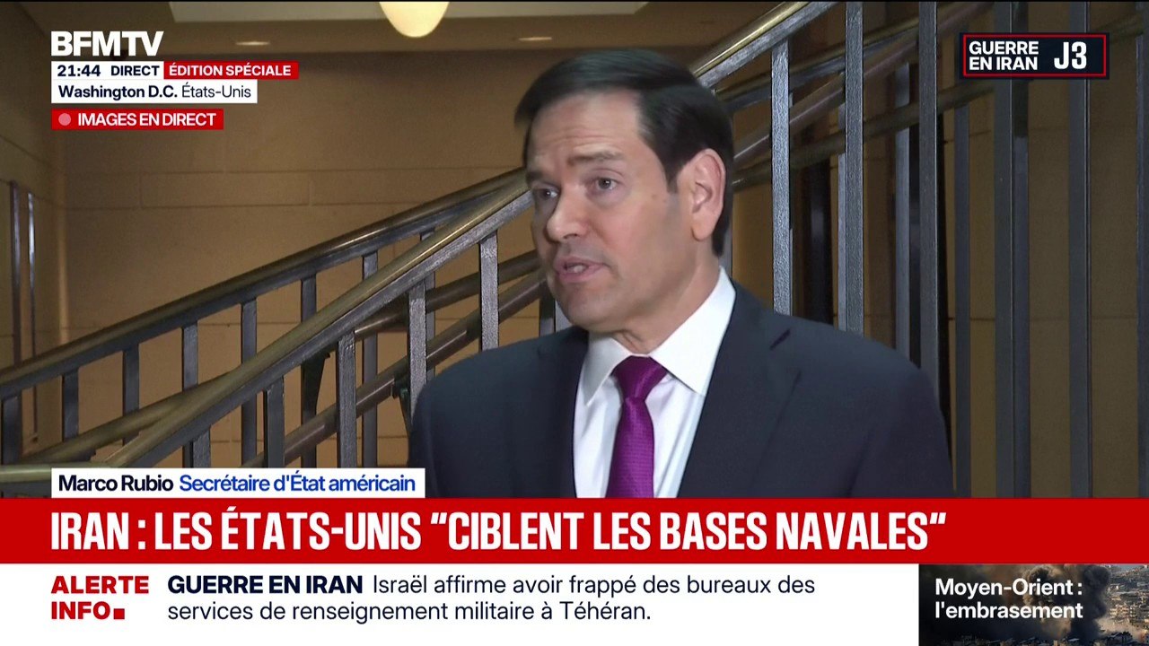 Guerre en Iran: les États-Unis ciblent "les bases navales", assure Marco Rubio, secrétaire d'État américain