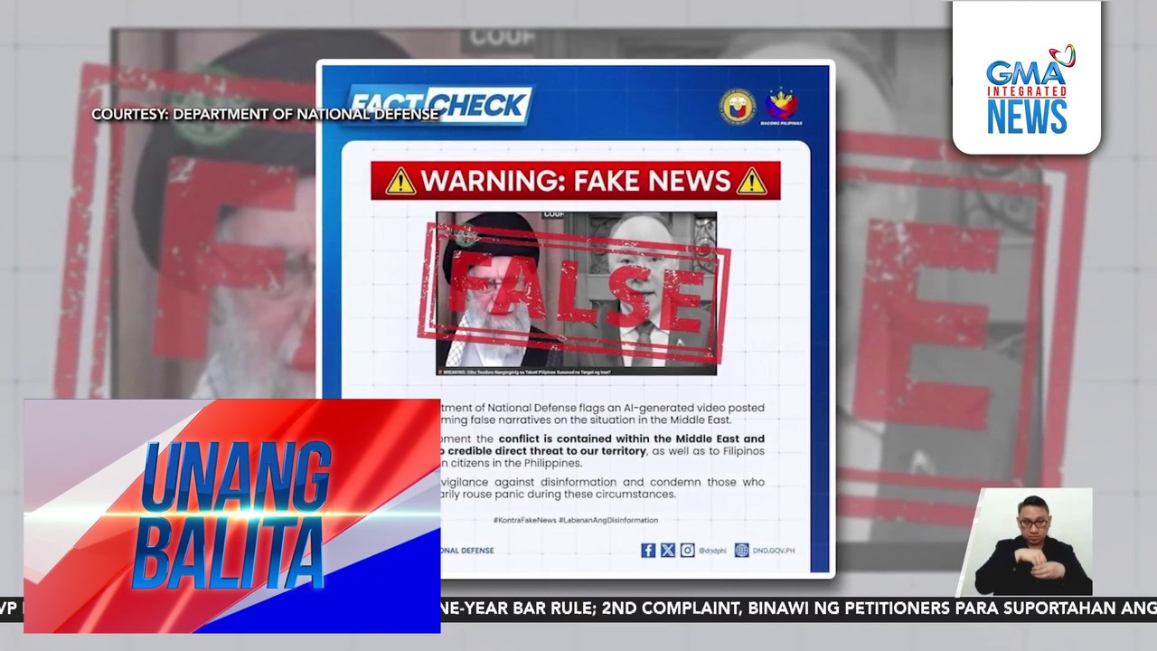 Dept. of Nat'l Defense, nagbabala ukol sa mga kumakalat na pekeng naratibo online kaugnay sa gulo sa Middle East | Unang Balita