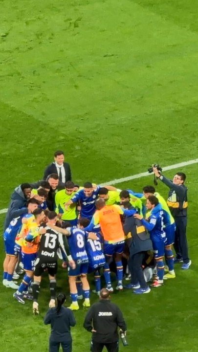 Así celebró el Getafe la victoria en el Bernabéu