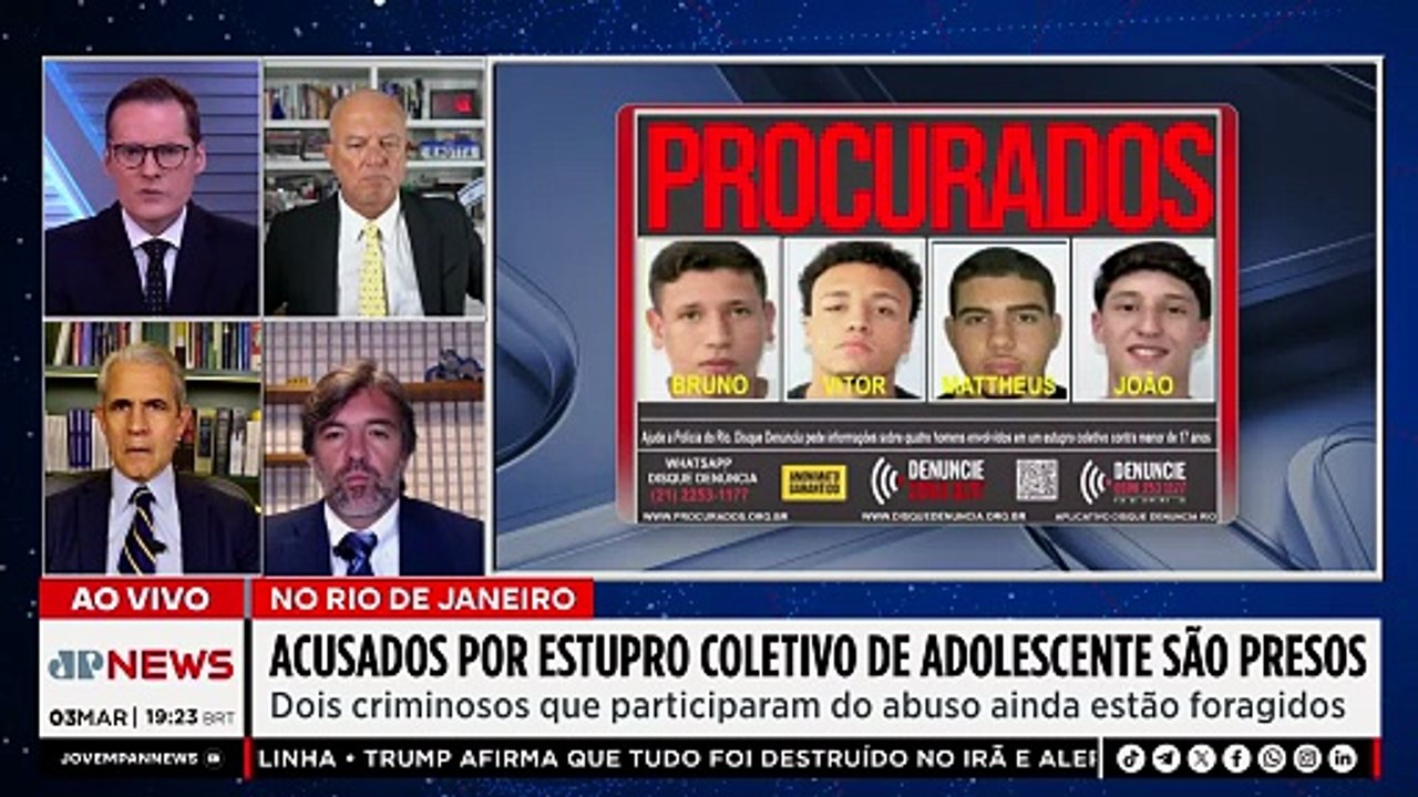 Acusados de estupro coletivo de adolescente são presos no Rio de Janeiro