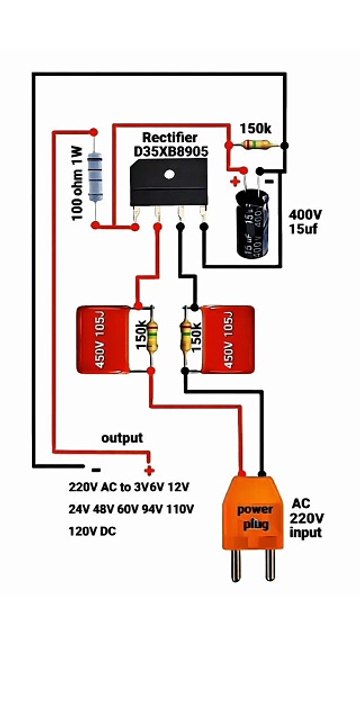 220V AC to DC Power Supply Circuit | Simple Transformerless Voltage Converter DIY