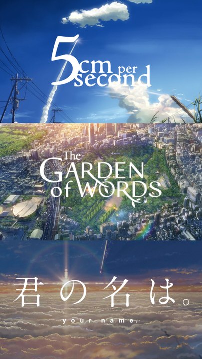 3 magnifiques films d’animation japonais du même réalisateur, Makoto Shinkai.Trois histoires d’amour contrarié, d’âmes séparées par le temps, la distance…ou les deux.5 cm par seconde, The Garden of Words, Your Name.