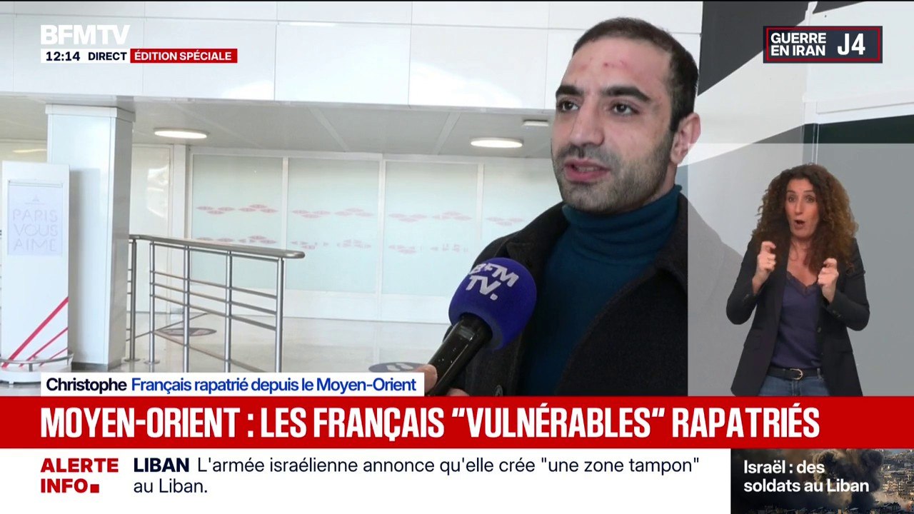 Guerre au Moyen-Orient: "On a appelé l'ambassade qui nous a dit de rentrer le plus vite possible", témoigne Christophe, Français rapatrié du Liban