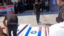 Israel flag set on fire not knowing the flag the boat was fireproofed