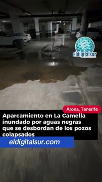Inundación de aguas negras en garajes de la Comunidad Sara, La Camella (Arona)