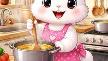 Cute Bunny Chef in Cozy Kitchen 🐰🍲