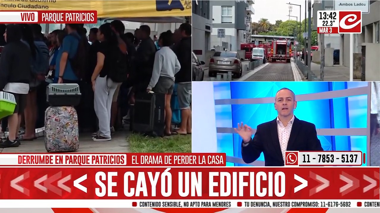 Derrumbe en Parque Patricios: defensa civil evalúa evacuar edificios linderos