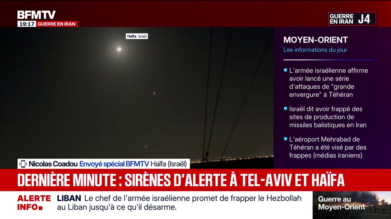 Guerre en Iran: les sirènes d'alerte retentissent à Haïfa en Israël