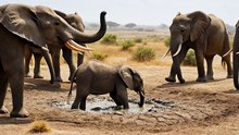 Elephant Herd Saves Calf From Mud Pit