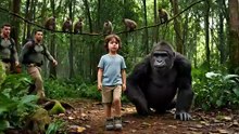 Gorilla Protects Lost Human Child (Non-Contact, Protective Distance)
