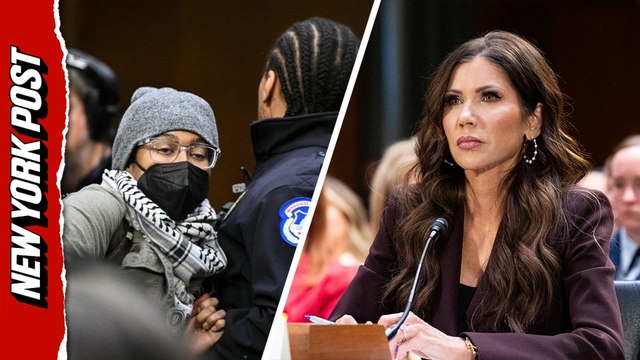 Protestor forcibly removed from hearing for harassing Kristi Noem before her opening statement