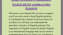 Azərbaycanda ingilis dilini öyrənin(Ingilis mündəricat)