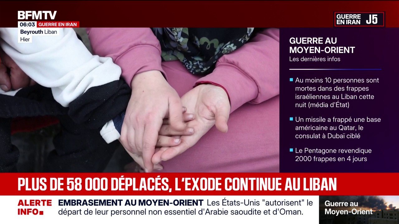 Guerre au Moyen-Orient: plus de 58.000 déplacés selon les autorités libanaises, l'exode continue au Liban