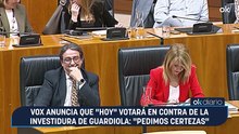 Vox anuncia que "hoy" votará en contra de la investidura de Guardiola: "Pedimos certezas"