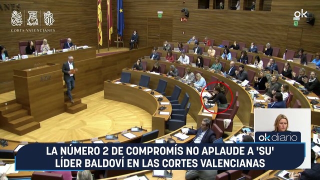 La número 2 de Compromís no aplaude a 'su' líder Baldoví en las Cortes Valencianas