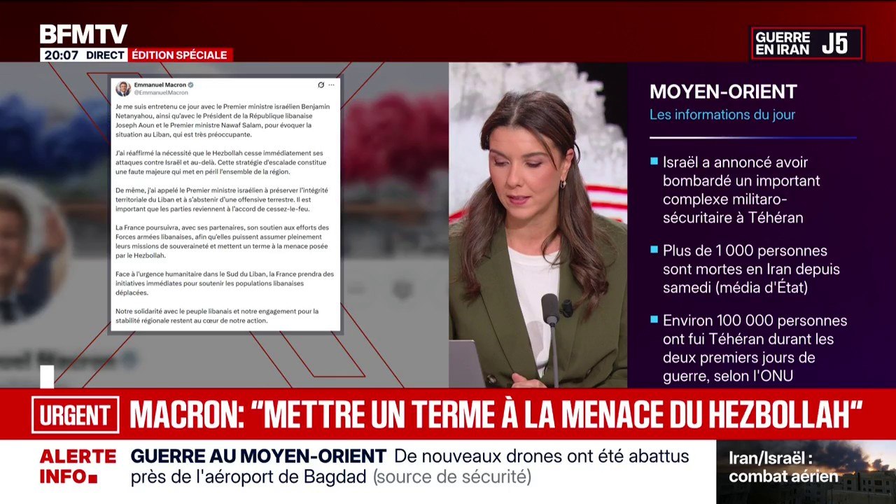 Guerre au Moyen-Orient: Emmanuel Macron s'est entretenu avec Benjamin Netanyahu et les dirigeants du Liban