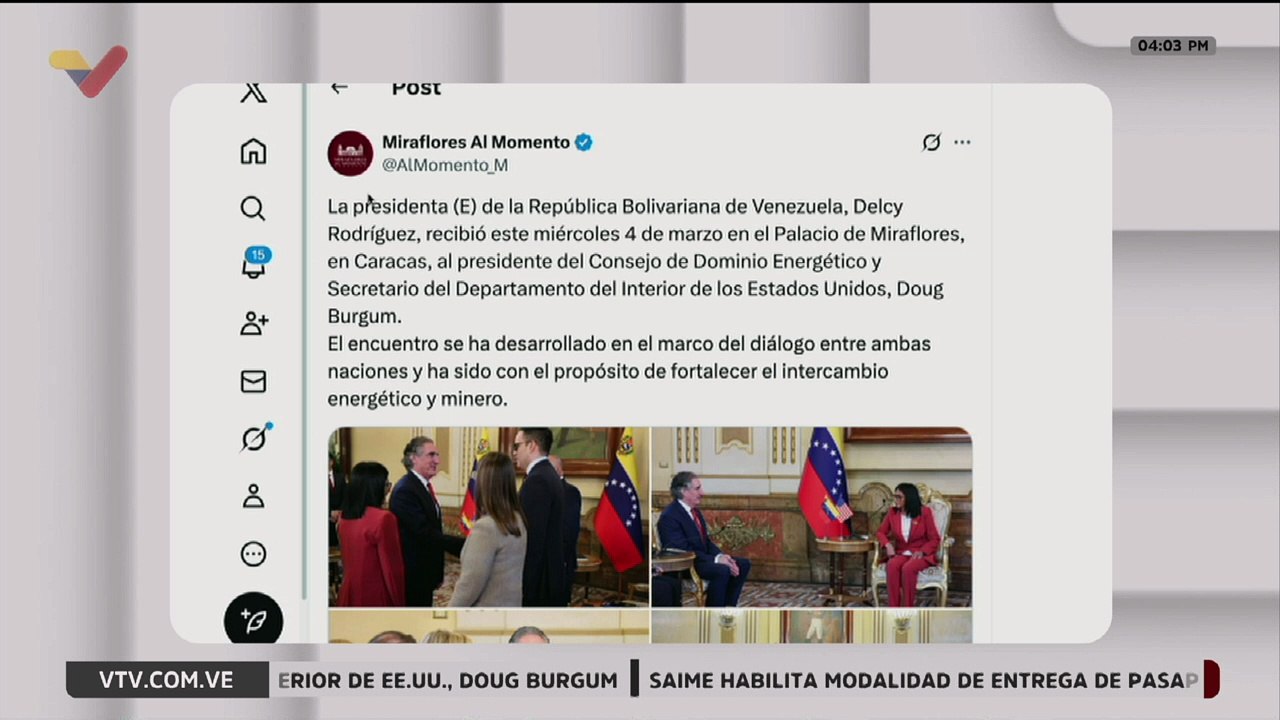 Venezuela fortalece el intercambio energético y minero con Estados Unidos