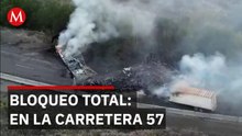 Choque múltiple e incendio de unidades de carga bloquea la carretera 57  en Coahuila