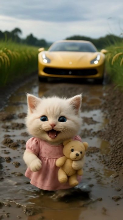 Poor Kitten Worked Hard & Became Rich — Bought Teddy Bear Gift For Sister 😢❤️🐱