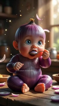 Cute Baby Fruit ASMR 🧅| AI Fruit Eating Animation #shorts #asmr #oddlysatisfying #cute
