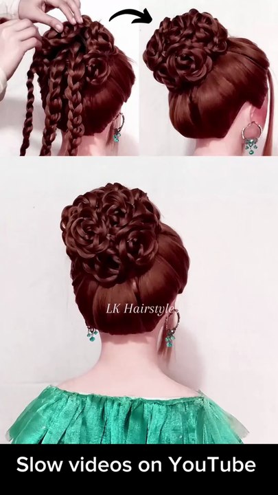Easy flower bun hairstyle Simple