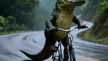 leisurely cycling crocodile