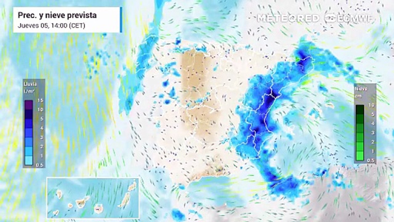 Precipitación y nieve en Asturias y Cantabria