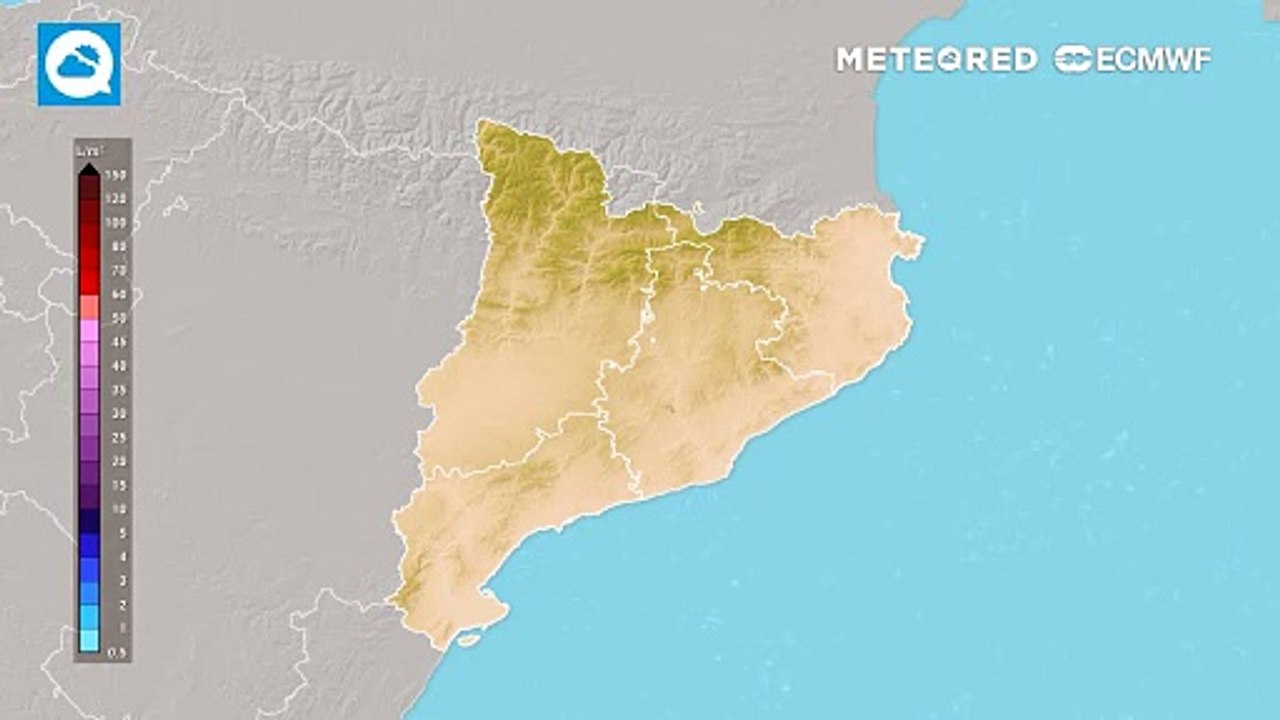 Precipitación acumulada prevista para los próximos días en Cataluña
