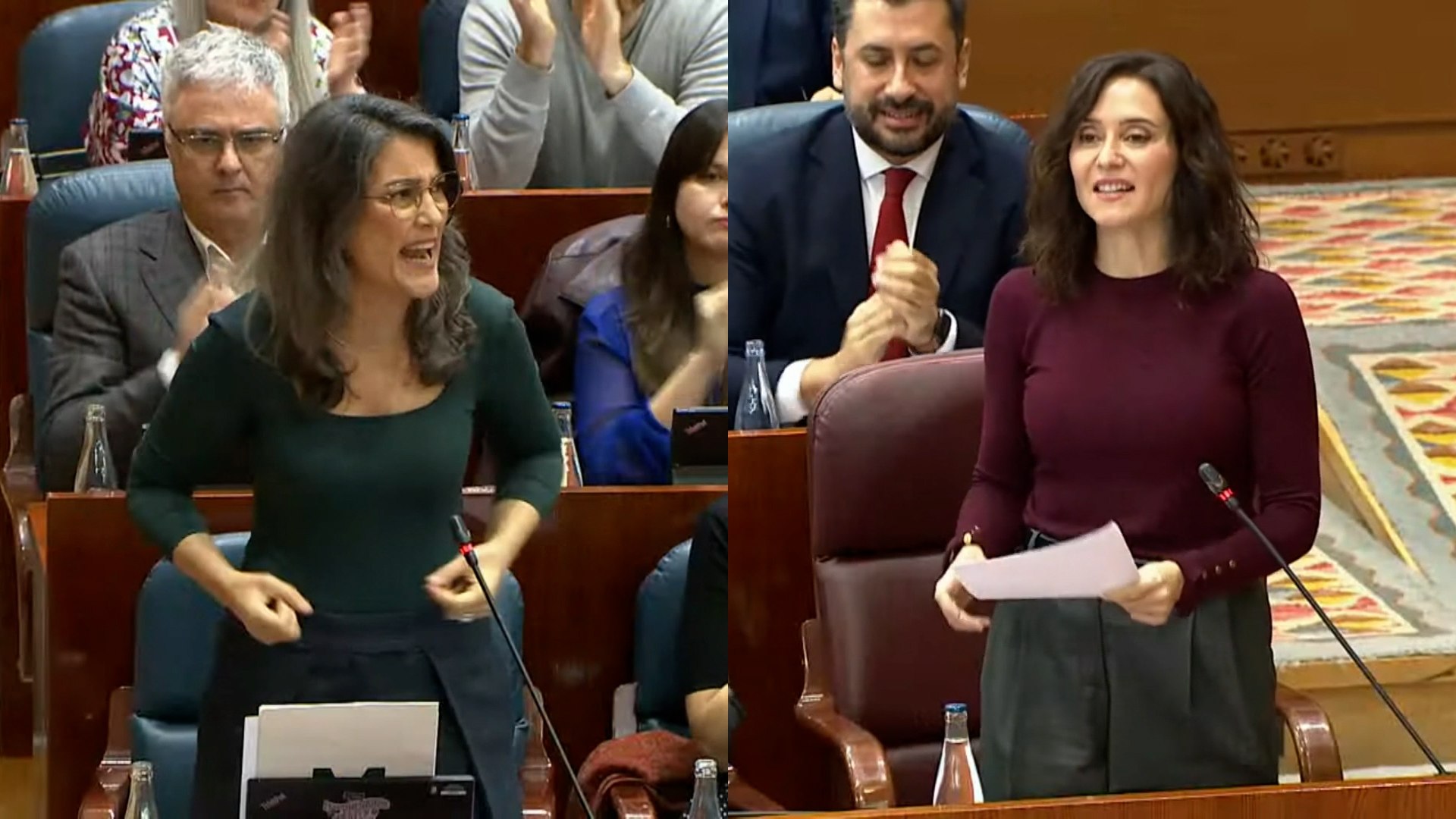 El pleno de la Asamblea de Madrid se ha convertido este jueves en un escenario de m�xima tensi�n pol�tica tras el estallido del conflicto internacional entre Estados Unidos e Ir�n. Durante la sesi�n, los grupos de la izquierda, M�s Madrid y PSOE-M, han coincidido en tachar de "vendepatrias" a la presidenta regional, Isabel D�az Ayuso, por su alineamiento con la postura estadounidense y su actitud ante el contencioso b�lico. Ambas formaciones han instado formalmente a la dirigente del Partido Popular a sumarse al hist�rico lema del "No a la guerra".